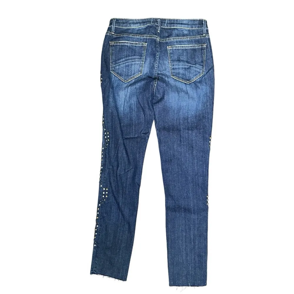 DRIFTWOOD JACKIE Mid Rise Womens 28 Blue Western Studded Stretch Jeans Raw Hem - Image 2