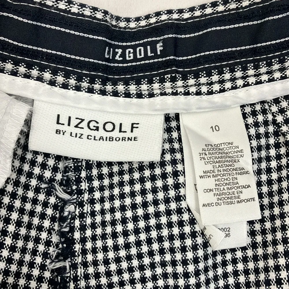 Liz Golf by Liz Claiborne black and white checkered high waisted golf shorts - Image 3