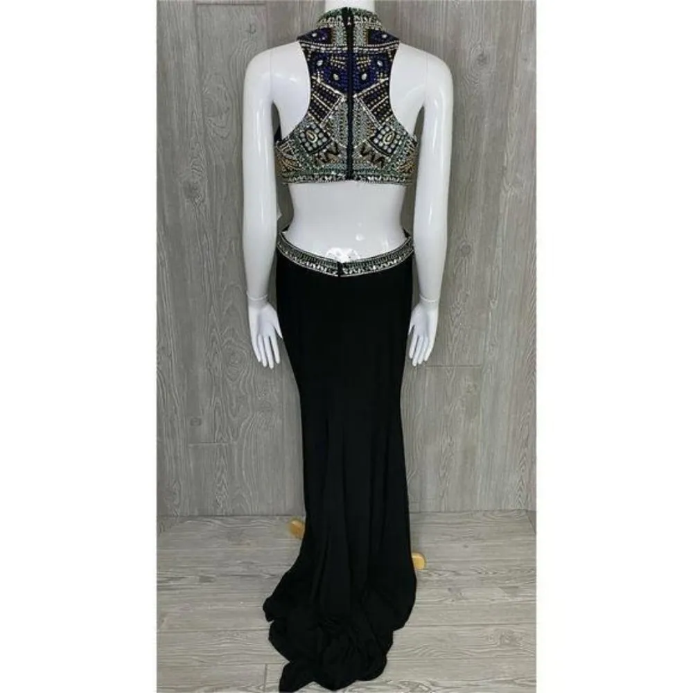 Nwt envious couture beaded rhinestone dress / gown prom formal sleeveless dress Size 6 - Image 15