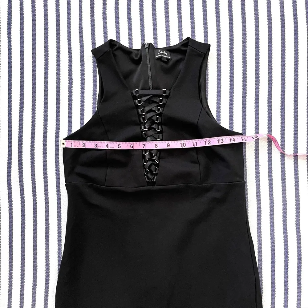 Black Front Lace Up Sleeveless Sheath Midi Dress Size 8 - Image 6