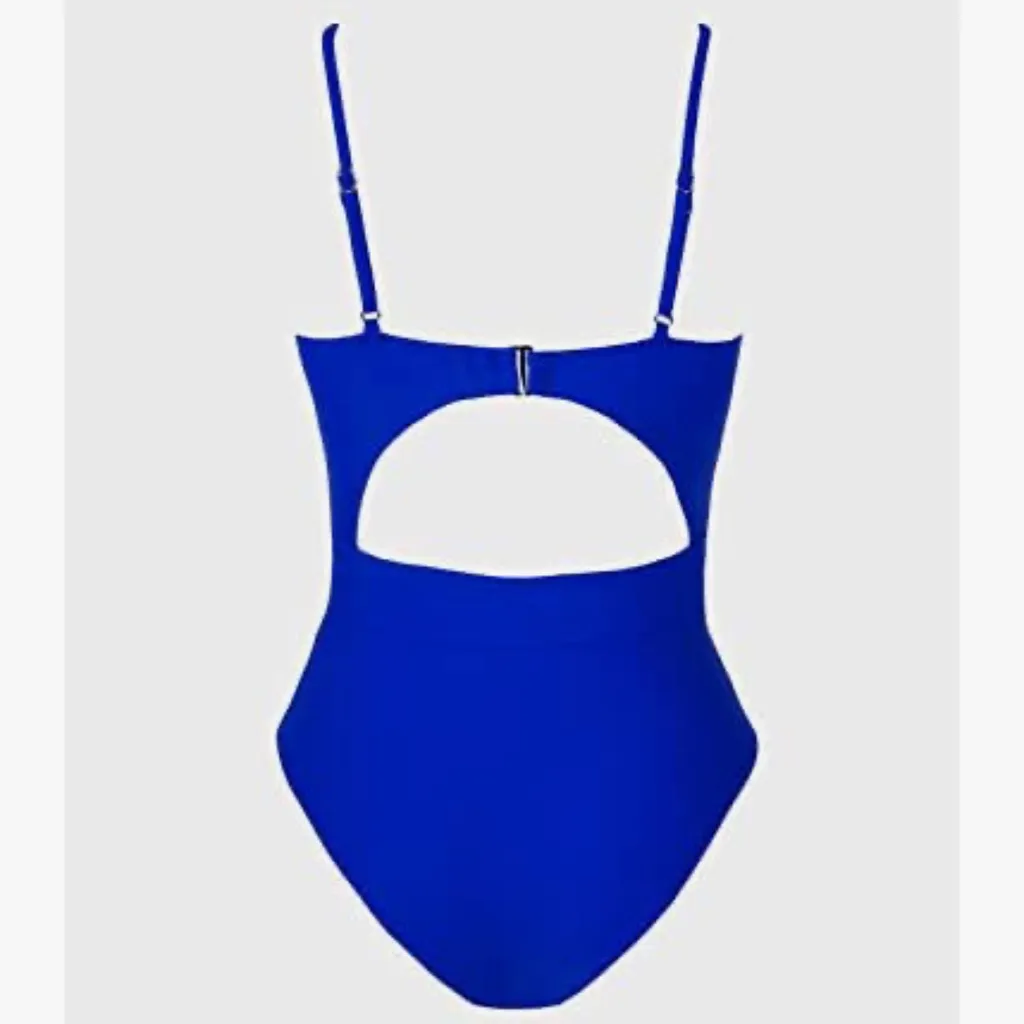 Cupshe Cut Out Swimsuit Cobalt Blue Brand New With Tags Sexy Coverage Lined - Image 5