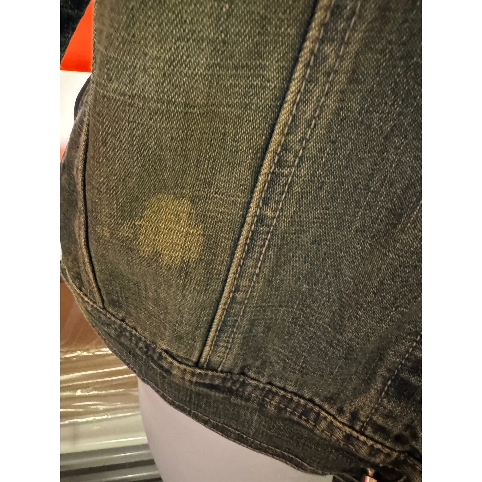 Eddie Bauer True Vintage L  90's 100% Cotton Denim Distressed Trucker Jacket - Image 9