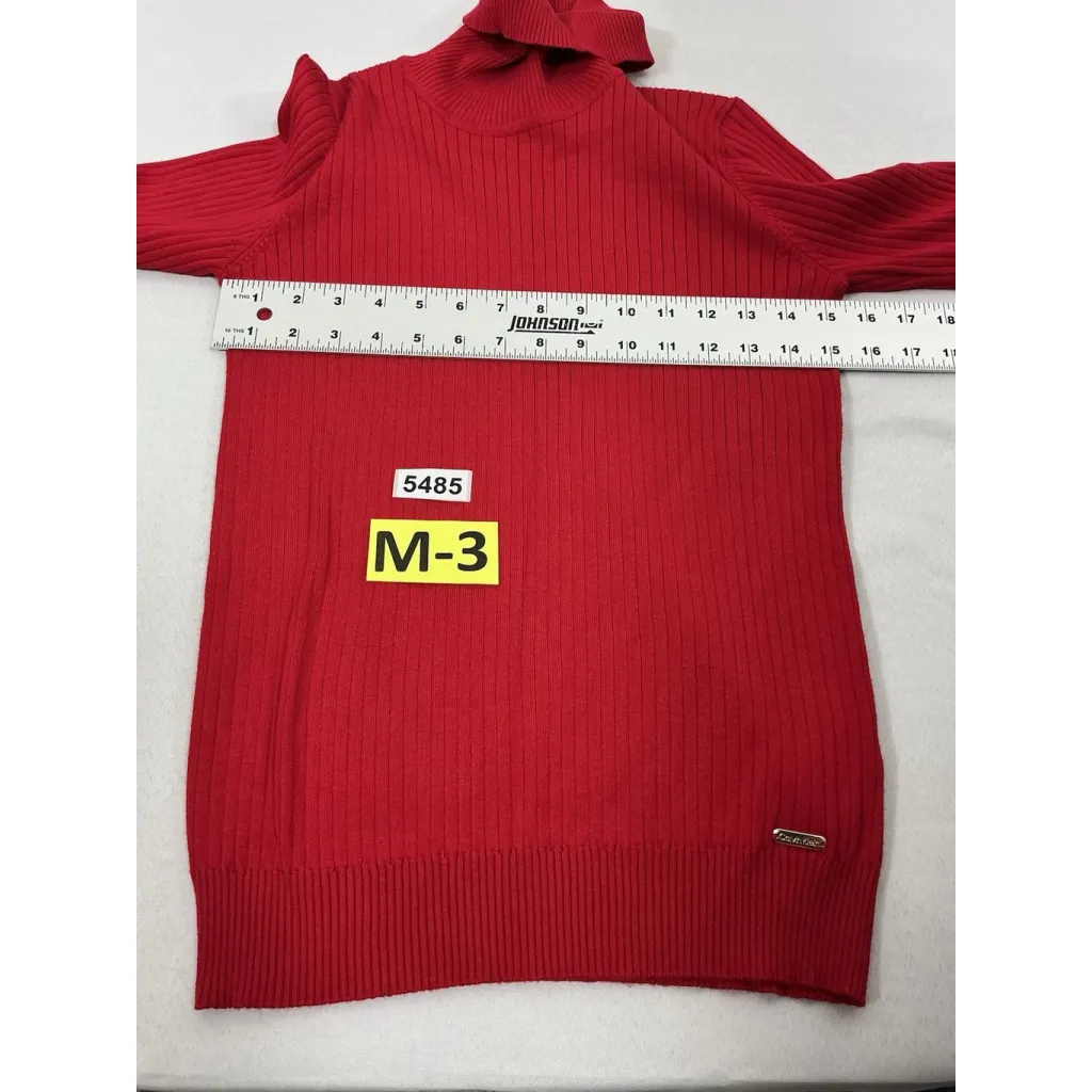 Womans Calvin Klein Long Sleeve Pullover Sweater Small Red Ribbed Knit - Image 6