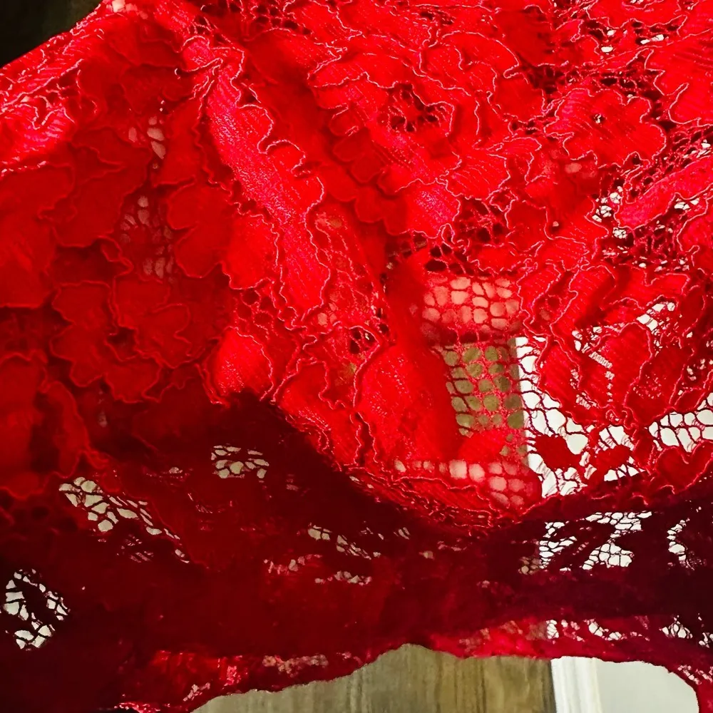 AIDAN MATTOX  Ferrari Red Lace Hemline Mermaid Cocktail Gown Dress Size US 8 - Image 13