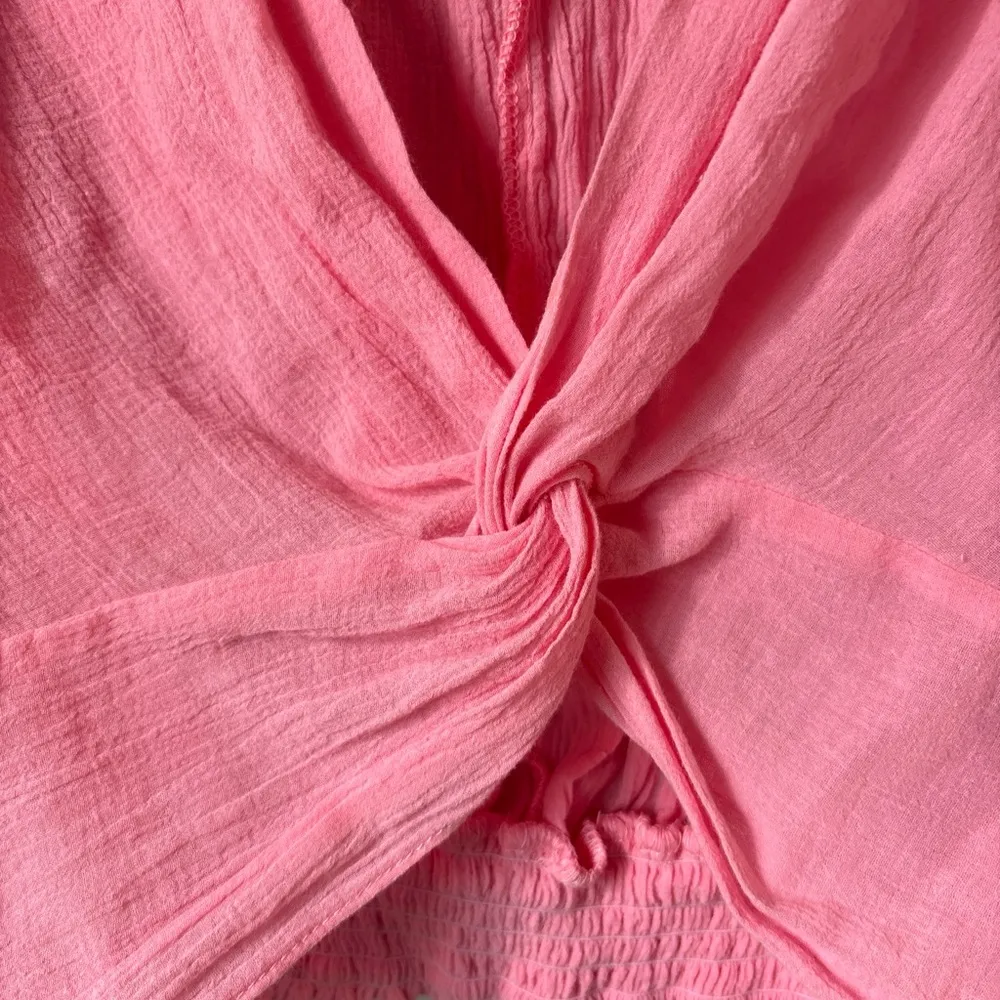 HYFVE pink Womens Long Sleeve Crop front knot 💯 cotton top in M - Image 4