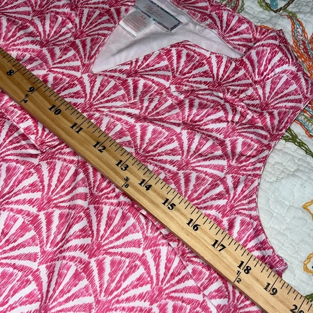 Stella Parker sz medium sleeveless sheath dress pink shell pattern with pockets - Image 7