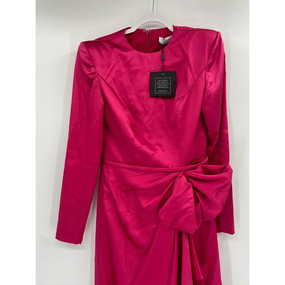 Mac Duggal 26676 Magenta Pink Satin Long Sleeve Structured Bow Gown Size 4 NWT - Image 76