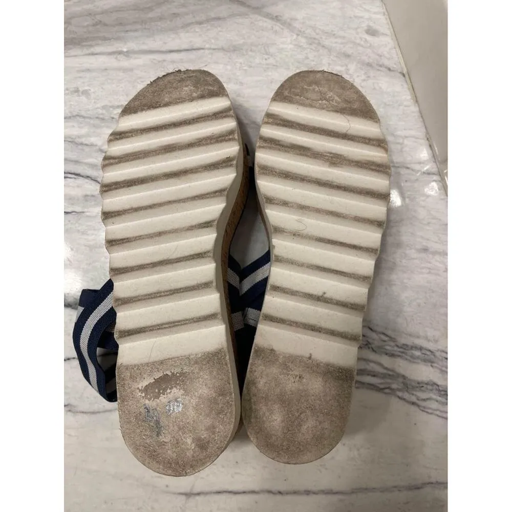 Madden Platform Cork Sandals Women's Size 8.5 Blue/White Straps Nautical Summer - Image 5