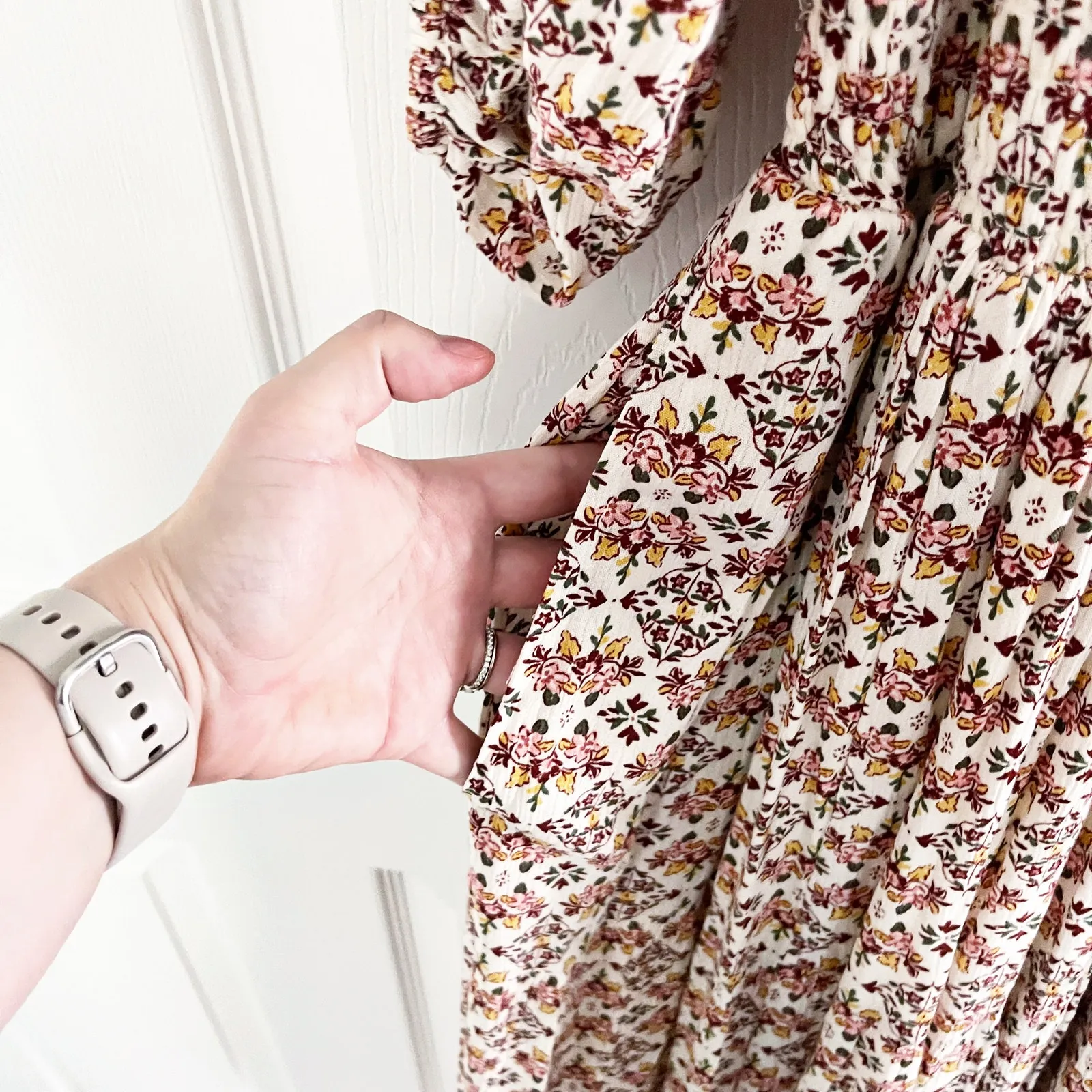 Torrid Floral Midi Gauze Off The Shoulder Tiered Dress in Pristine - Image 8