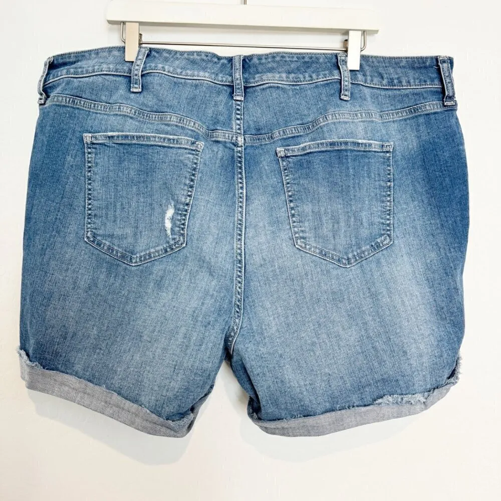Torrid High Rise Distressed‎ Cuffed Blue Jean Shorts Casual Summer Plus Size 24 - Image 10