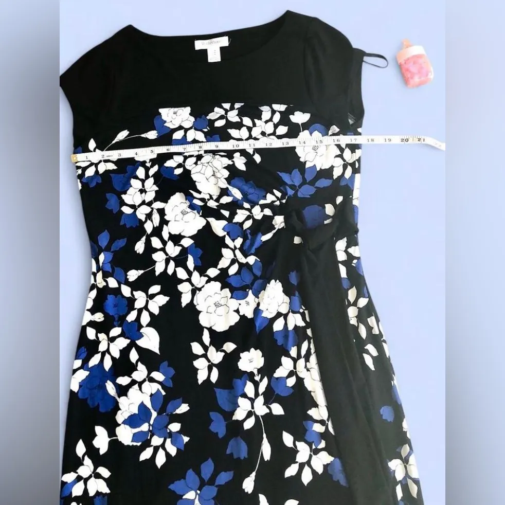 Motherhood Maternity Floral Black and Blue Dress size M - Image 5