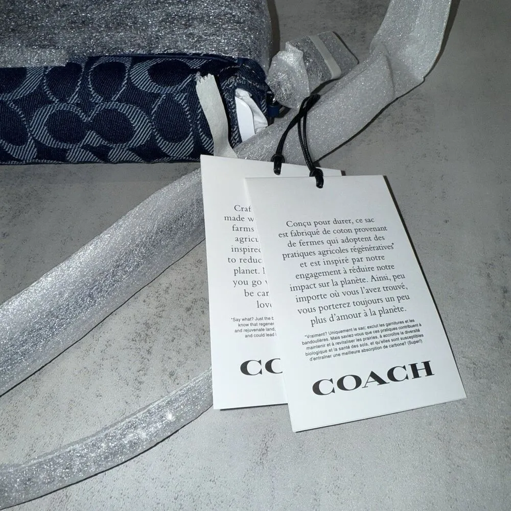 Coach Brook Flap Chain Bag in Signature Denim & Leather Silver/Deep Blue NWT - Image 6