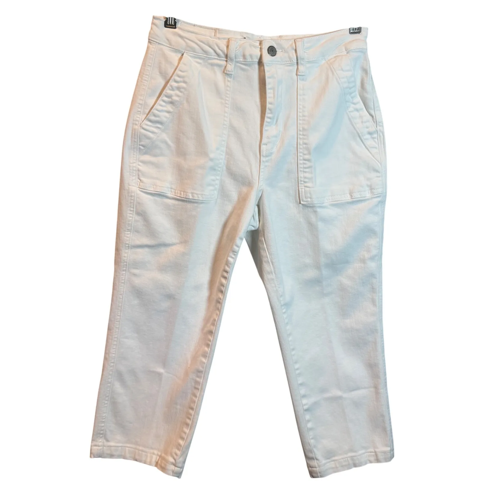 JUDY BLUE Women White Cropped Utility Pocket Denim Jeans Size 5 27 - Image 9