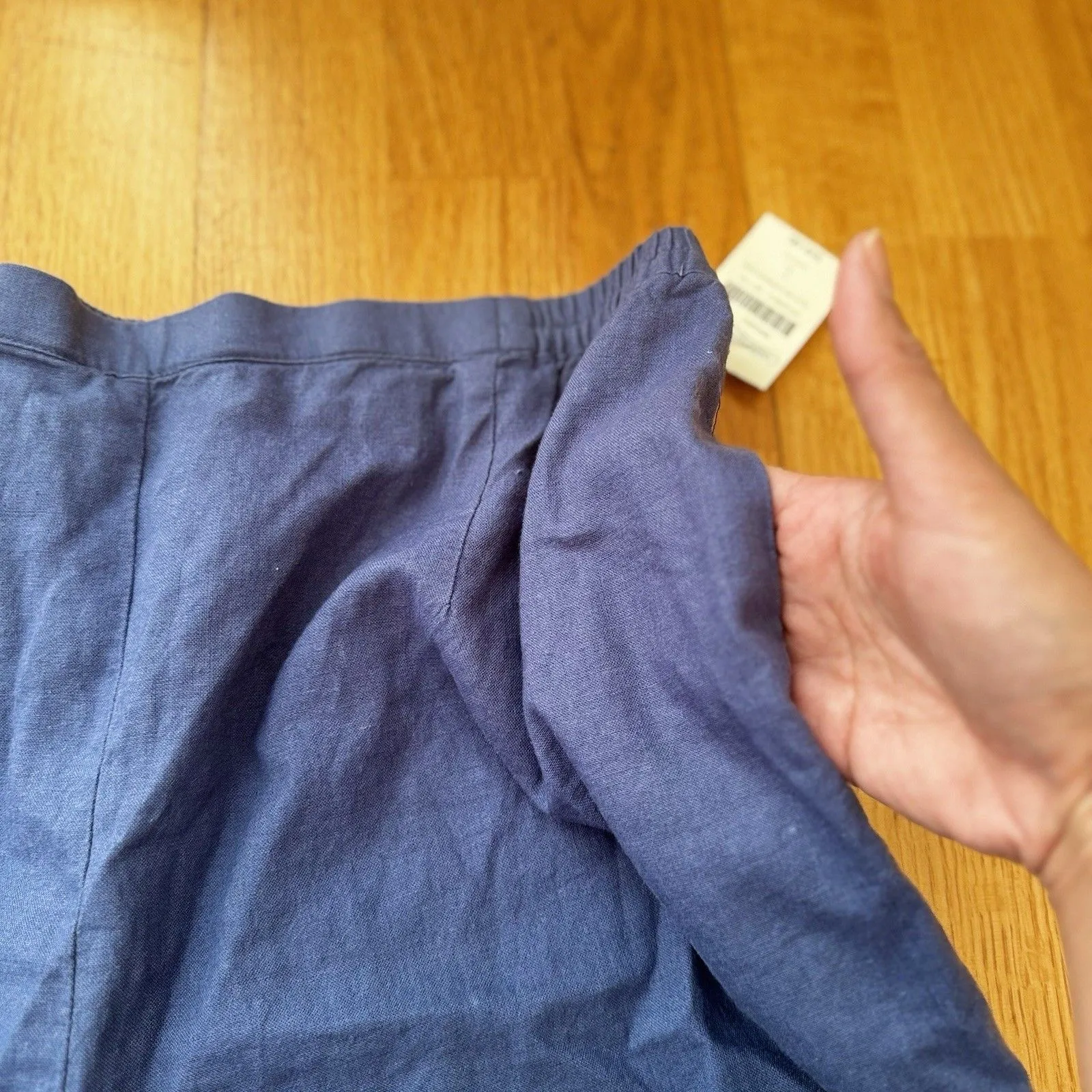 Coldwater Creek Women's Linen Blend Pants Blue L NWT Elastic Pull On Pockets - Image 14