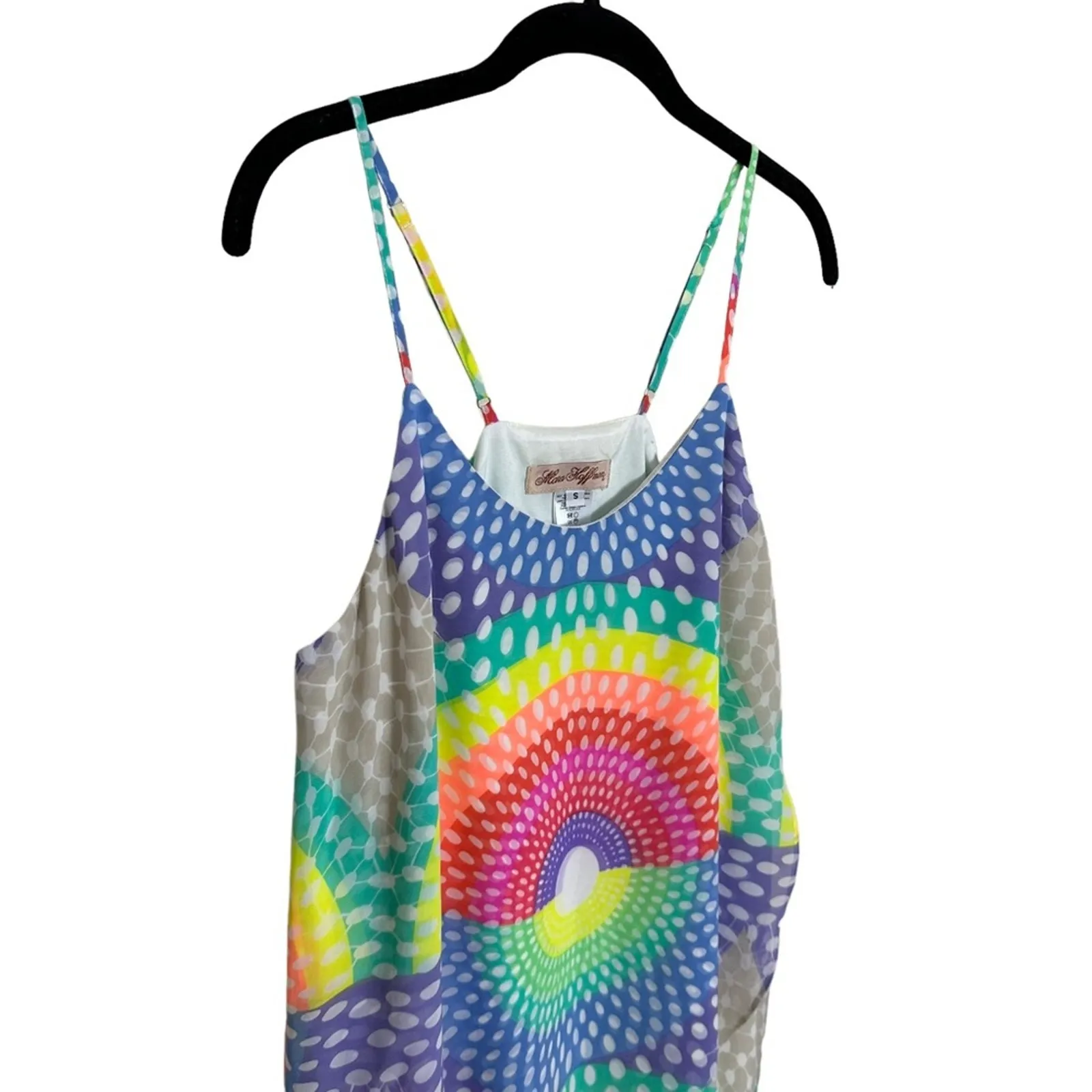 Mara Hoffman Midi Dress Rainbow Blue Multicolor Spaghetti Strap - Image 8