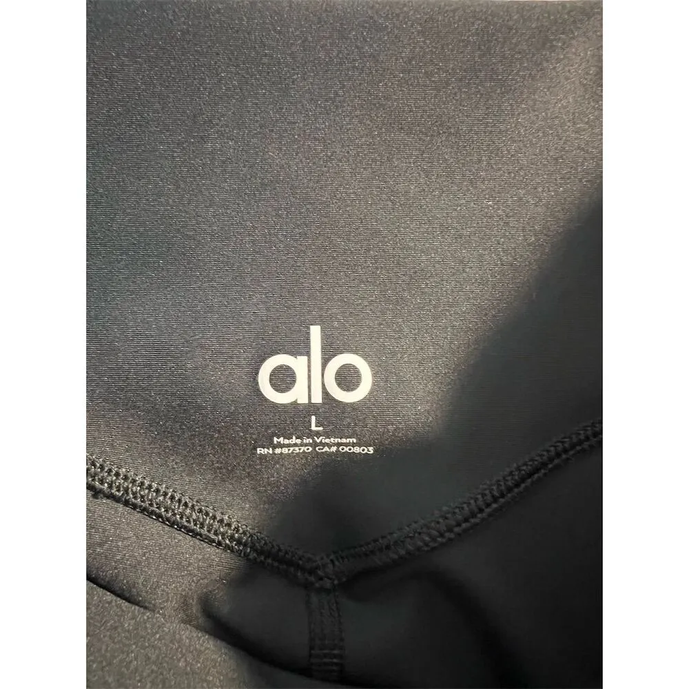 Alo Yoga Women's Airlift High Waist Capri Celeste Leggings Black Mesh Size L - Image 5