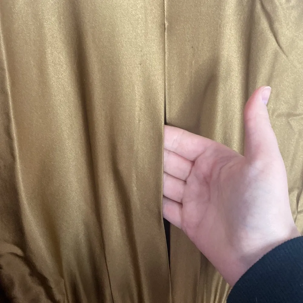 Retrofete Barbara silk ruched mini dress in olive army hue size XS - Image 9