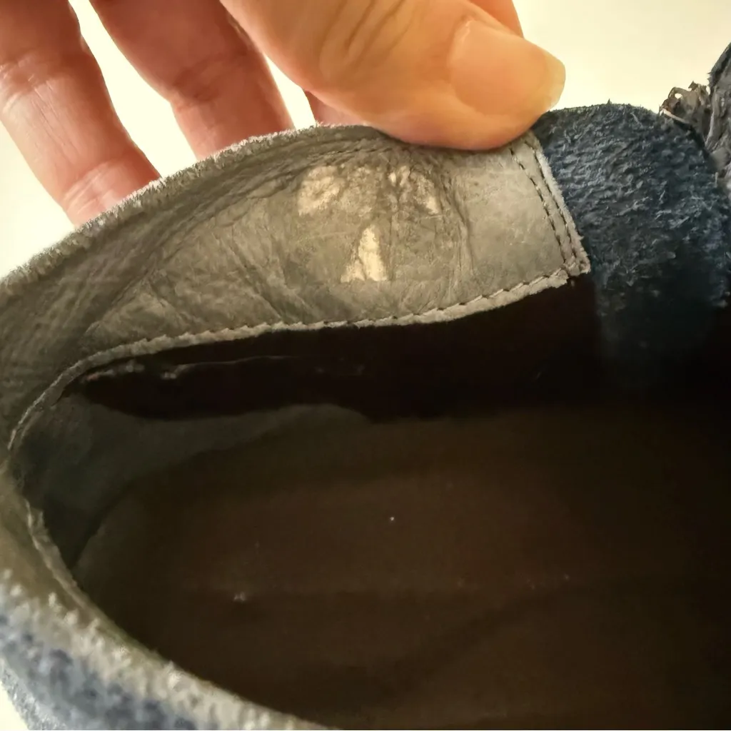 Naot HELM Ink color Leather & Suede Dual Zip Ankle Boots US 9 Blue - Image 7