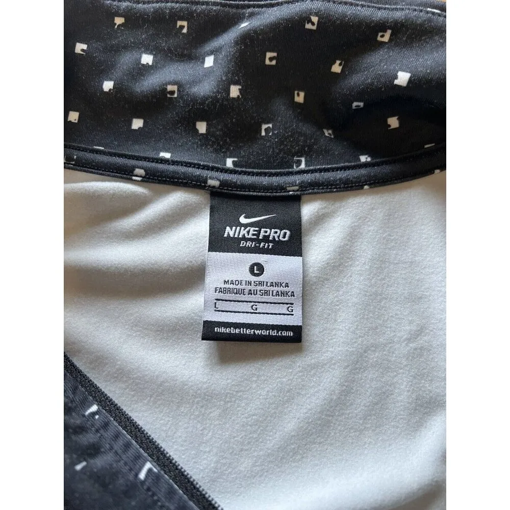 Nike Pro Dri-Fit Zip Size Large Long Sleeve Black Athleisure Athletic Preppy Gym - Image 7