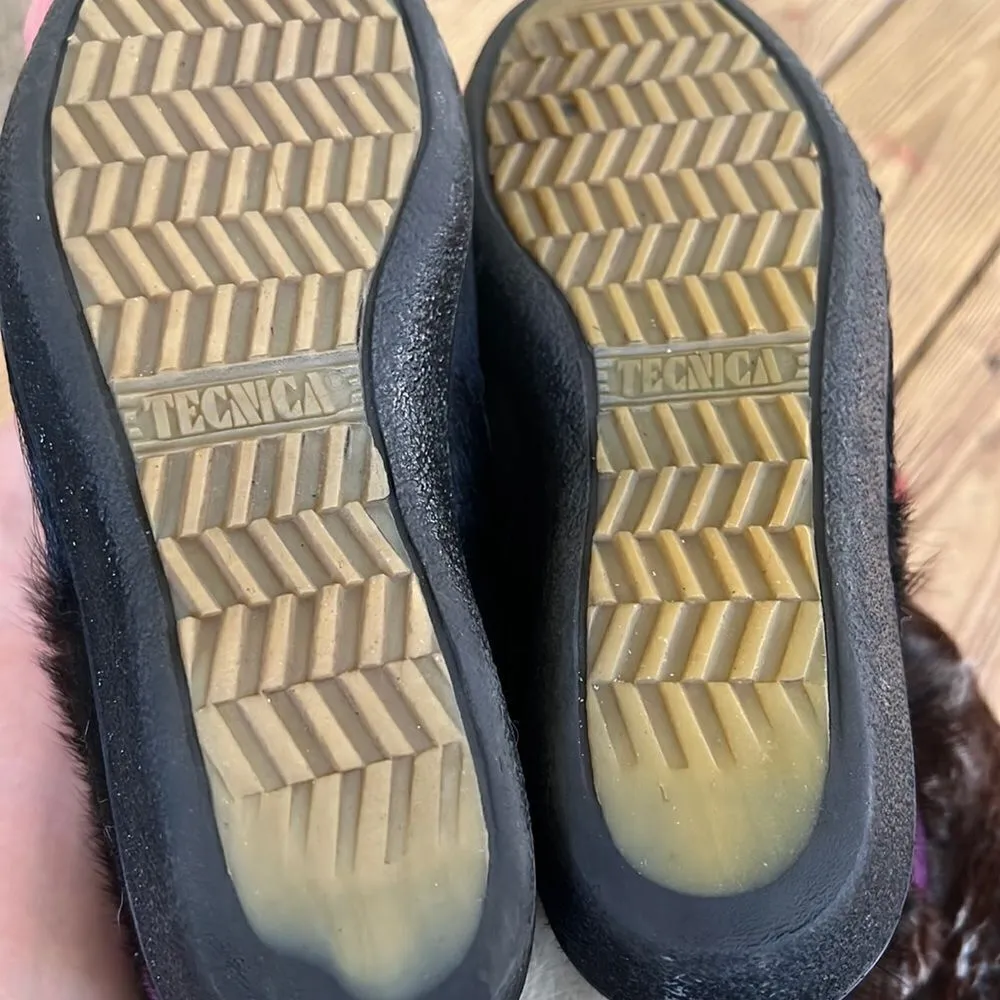 TECNICA Goat Fur Winter Boots Italy Leather Wedge Women 37/5 Black - Image 8