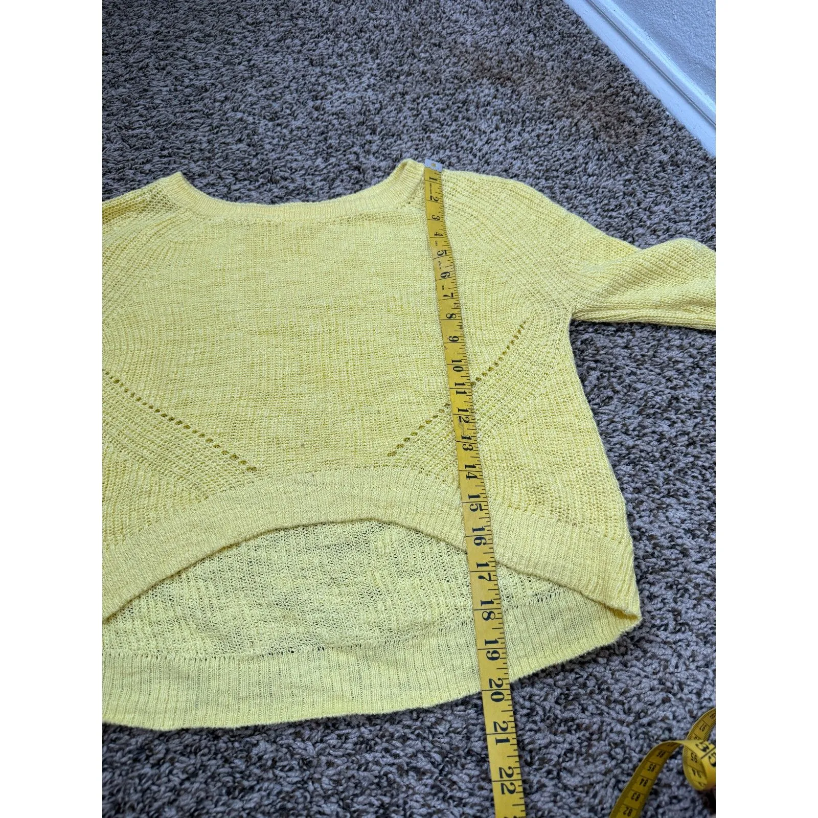 Anthropologie Moth Yellow Cropped Sweater Womens Sz S 100% Cotton Natural - Image 7
