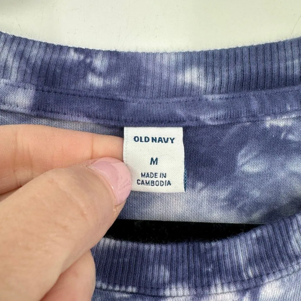 Old Navy NWT Vintage Tie-Dye T-Shirt Shift Dress Size Medium Blue‎ & White - Image 4