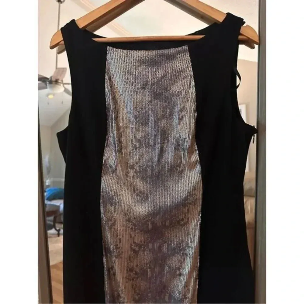 NEW WITH TAGS SAKS fifth Avenue Black LabelSequins Cocktail Shift Dress‎ Size 12 - Image 4