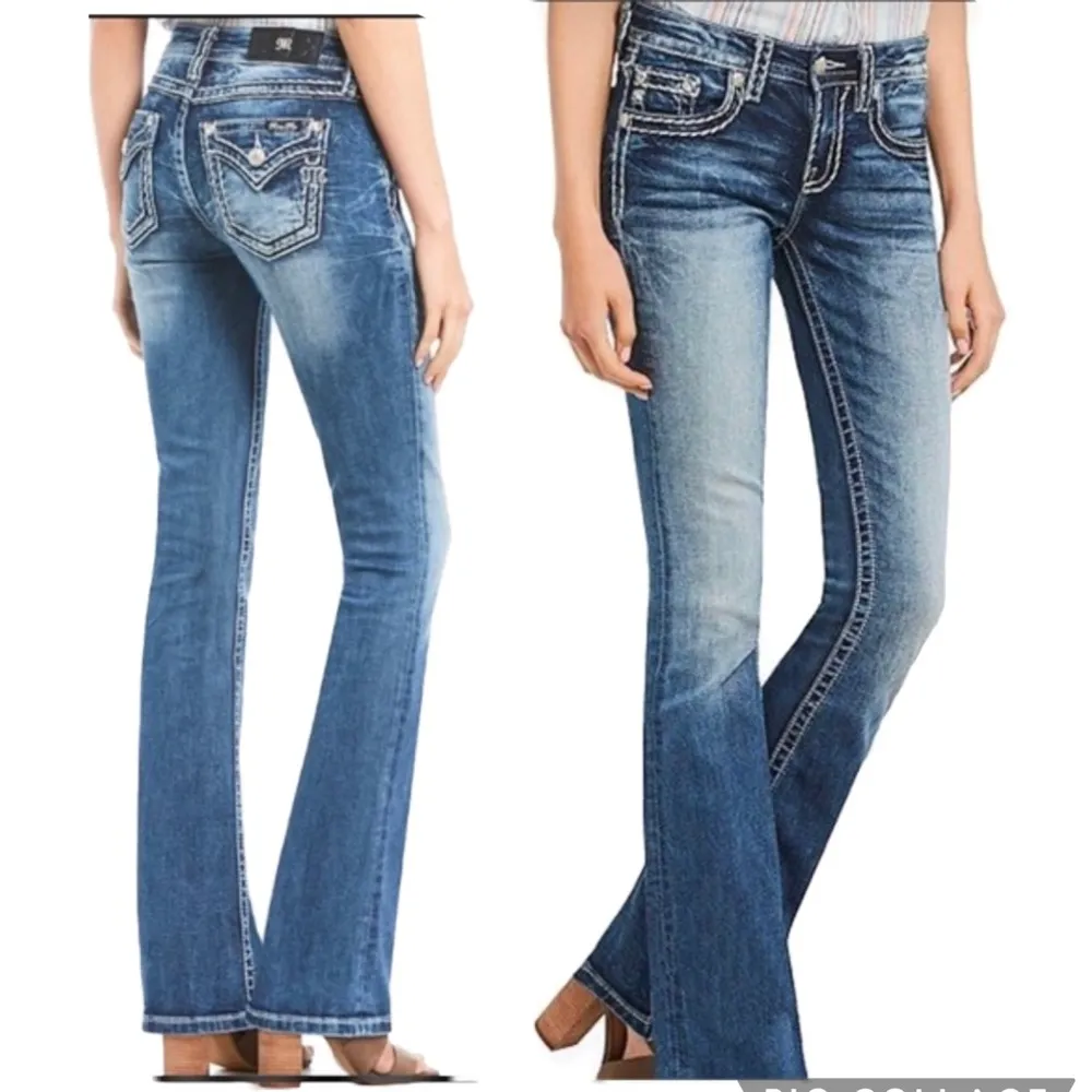 Miss Me Loose Saddle Stitching Bootcut Jeans - Image 2
