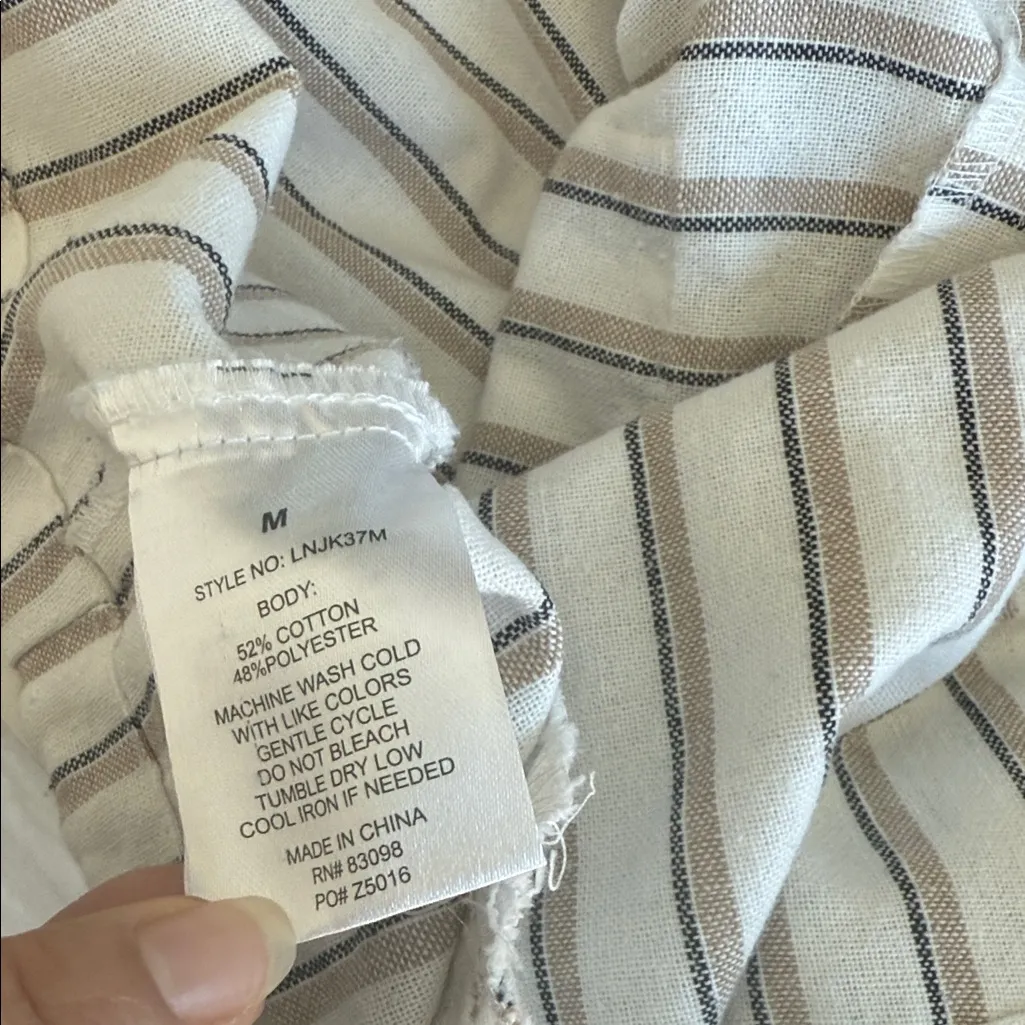 Cavalini Striped Utility Jacket in Cream and Brown - Image 13