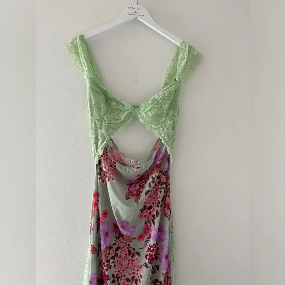 FREE PEOPLE Suddenly Fine Floral Lace Dress in Sage Combo L - Image 7