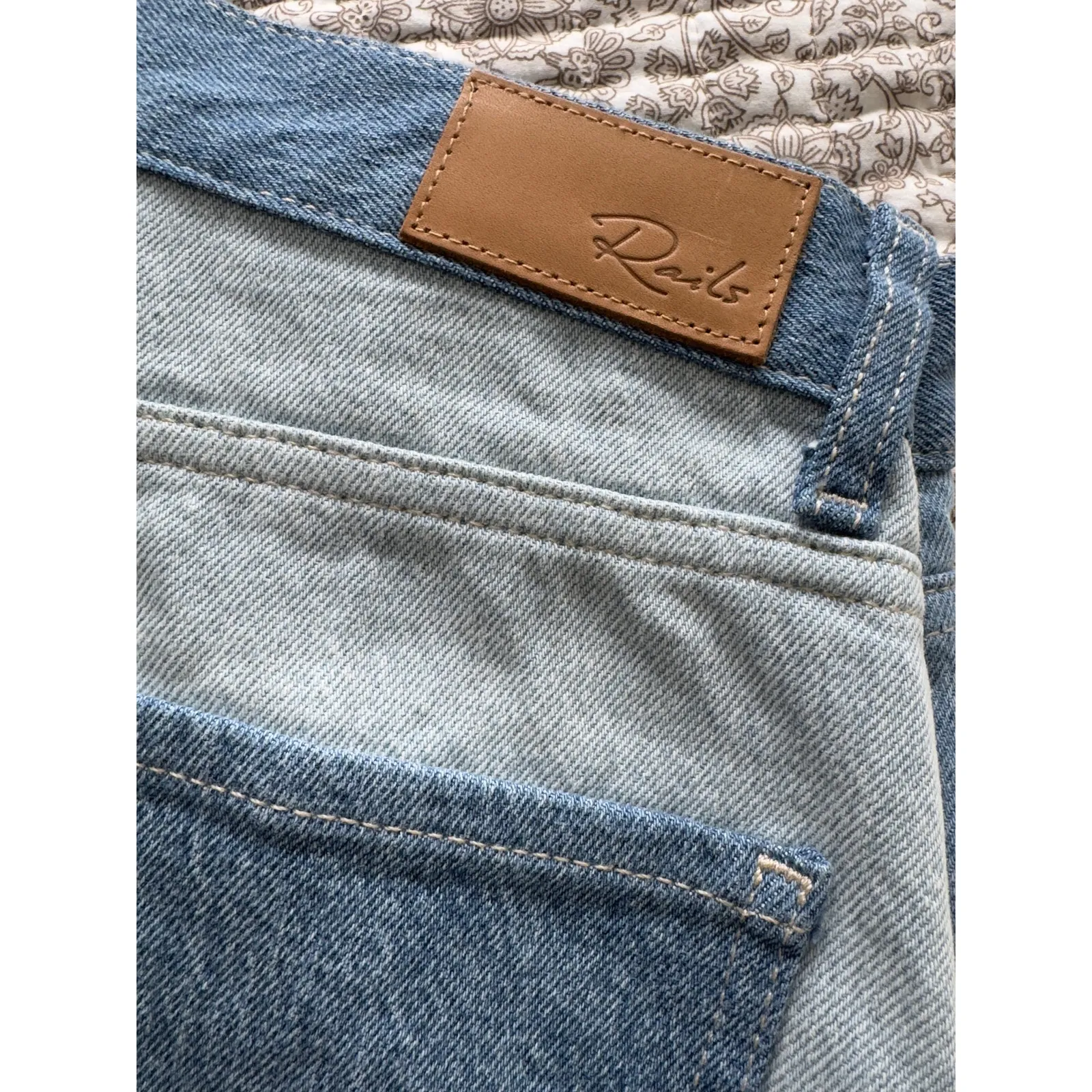 Rails The Getty Crop Patchwork Light Indigo Blue Jeans Size 27 - Image 8