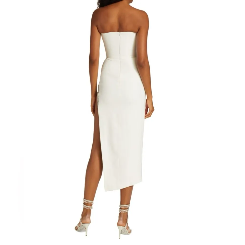 DAVID KOMA Glass Embellished Strapless Crystal Trim Dress, Size 2 New w/Tag White - Image 6