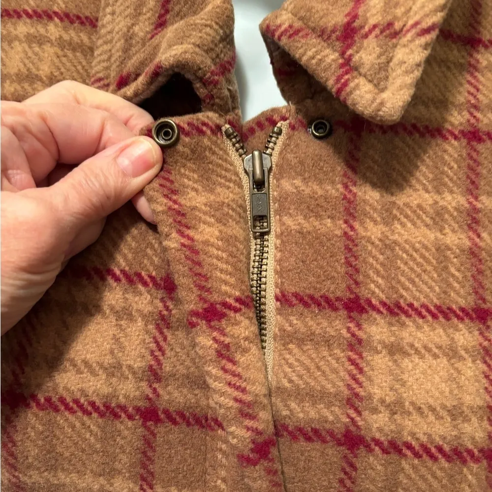 VTG J. Crew Plaid Clueless Preppy Wool Belted Trench Coat M Pockets Lined - Image 8