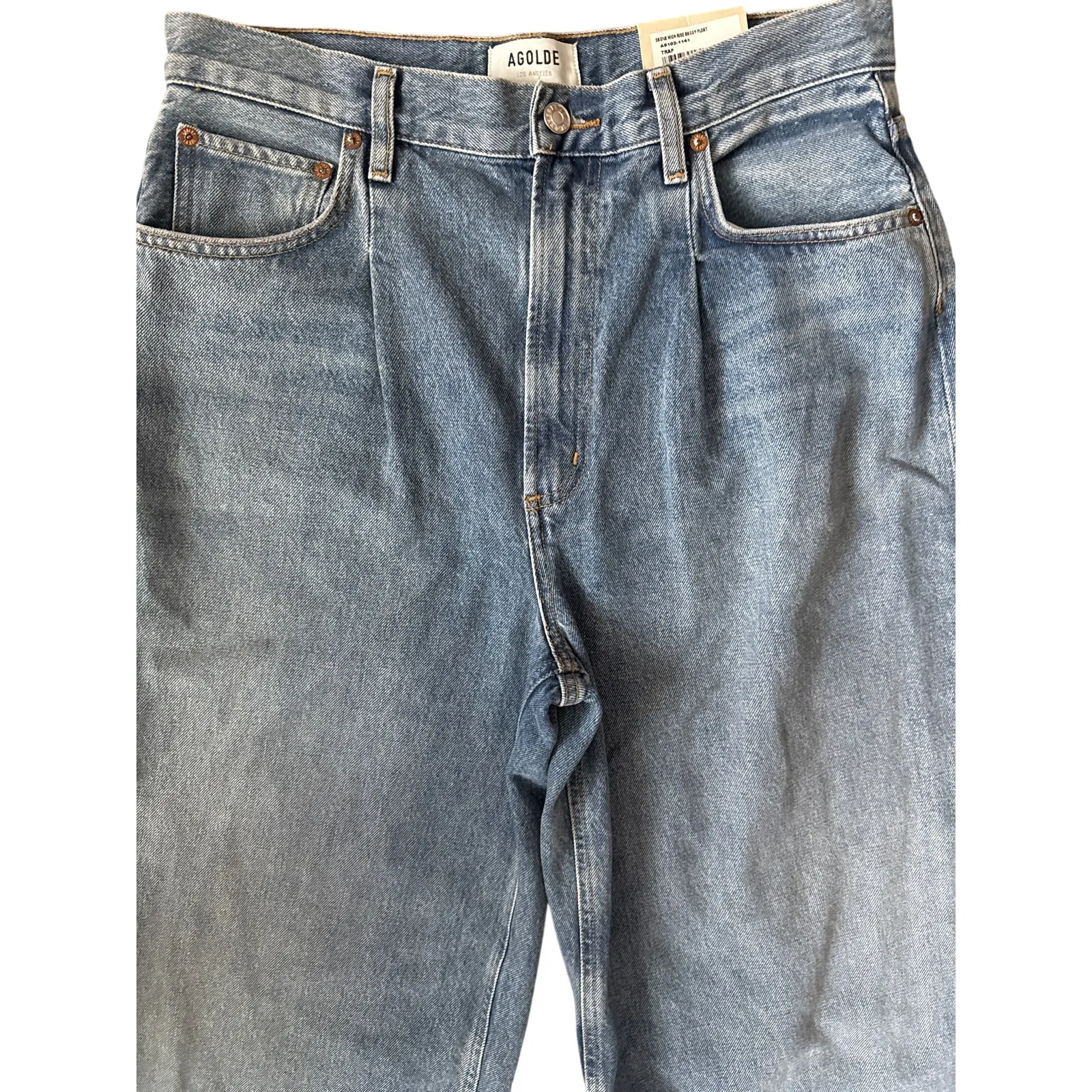 Agolde Dayna High Rise Pleat Baggy Jeans in Trap‎ Size 28 - Image 11