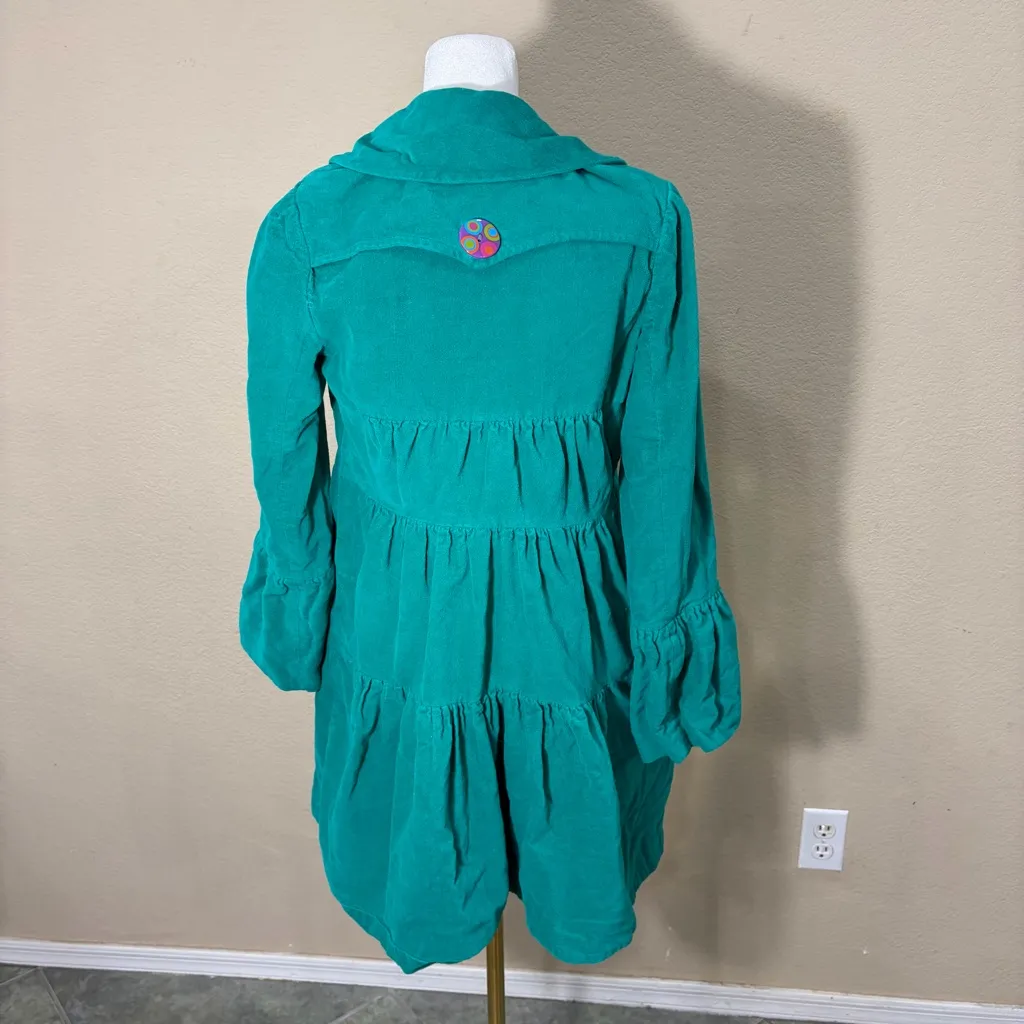 Whimsical vibrant green Judith March coat Measure Like Small Satin lined Boho - Image 7