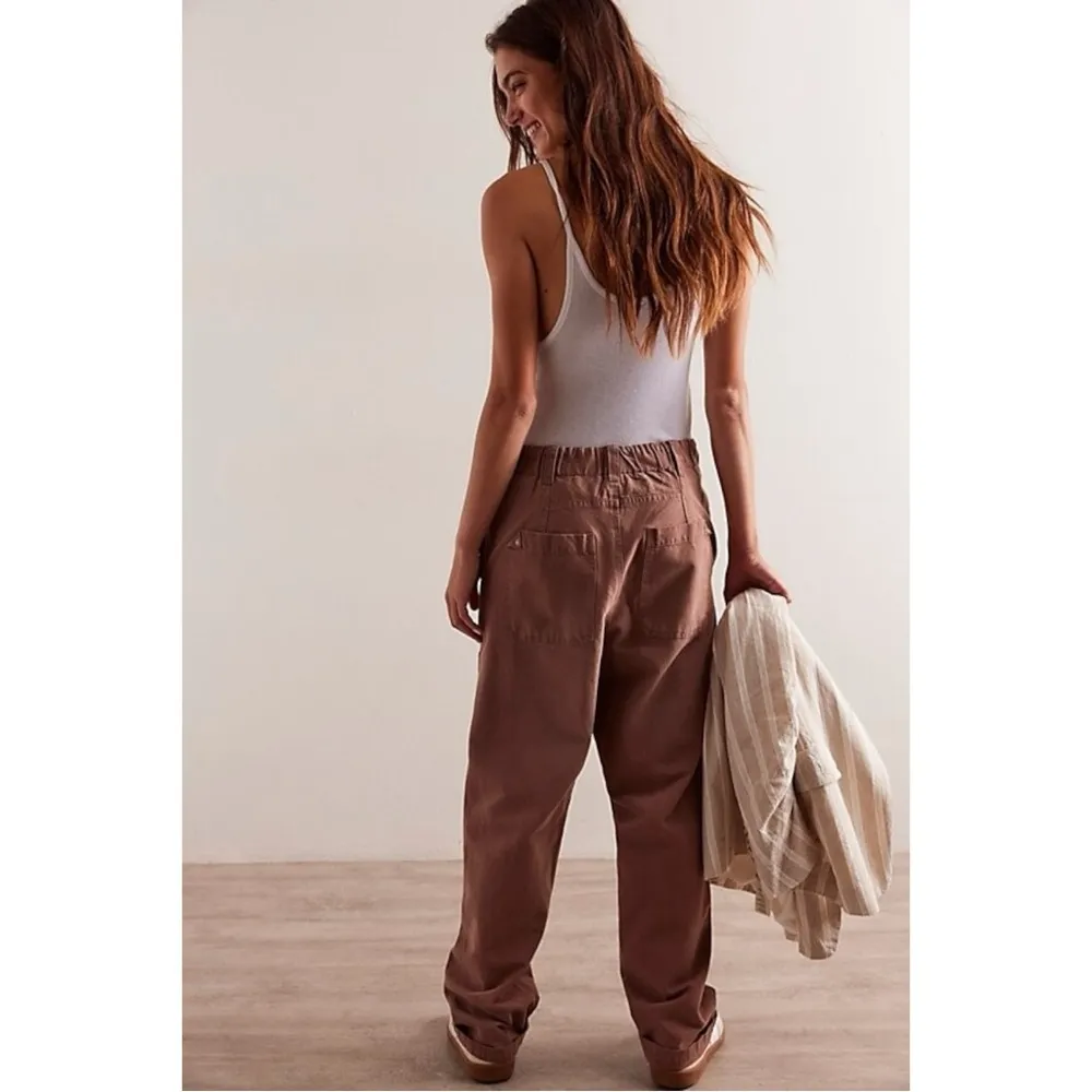 Free People Hayden Pull On Pants in Brownie Size XS NEW Cargo Bohemian Neutral - Image 5