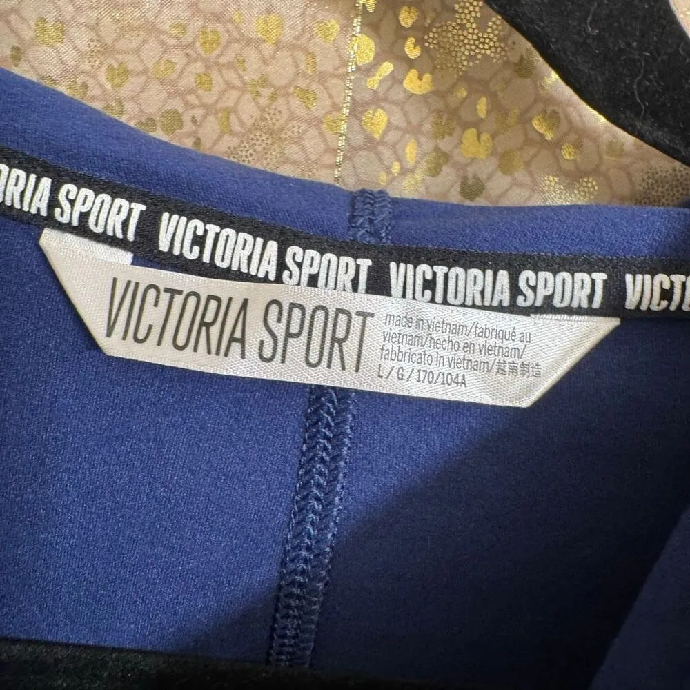 Victorias Secret Sport Navy Blue Toggle Hood Pullover Sweater Large - Image 3