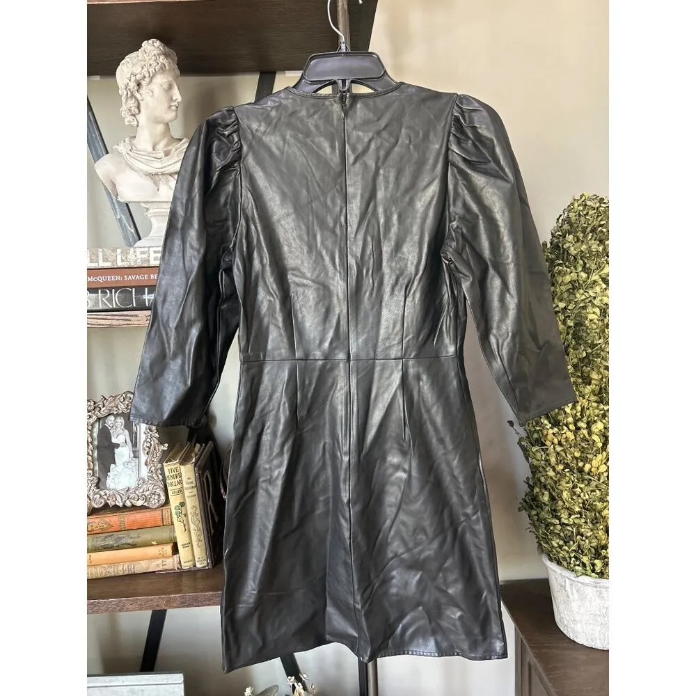 The Kooples Short Faux Leather Dress Black Womens Size 1 Small - Image 6