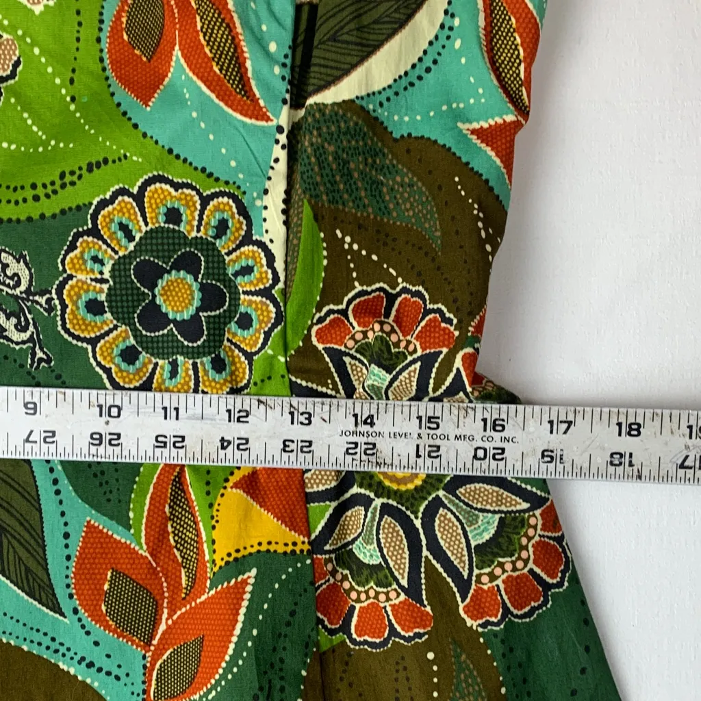 Robbie Bee size medium vintage Vibrant Floral Dress fit flare green pin up - Image 4