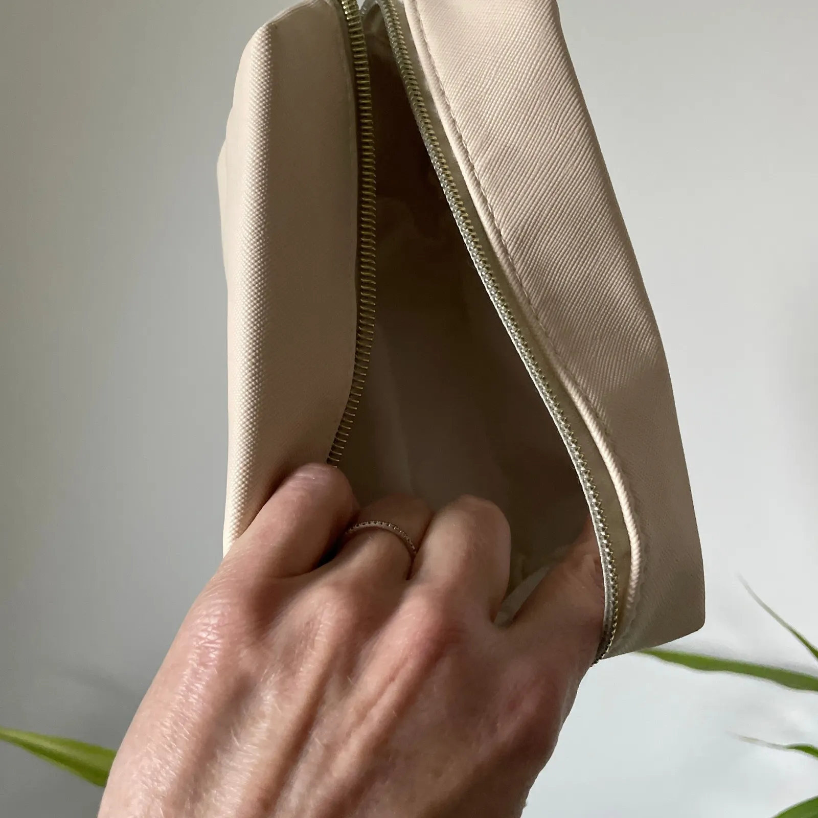 Cute Smiley Face Cosmetic Bag Pouch Toiletry Travel Makeup Organizer NEW Y2K 90s Tan - Image 4