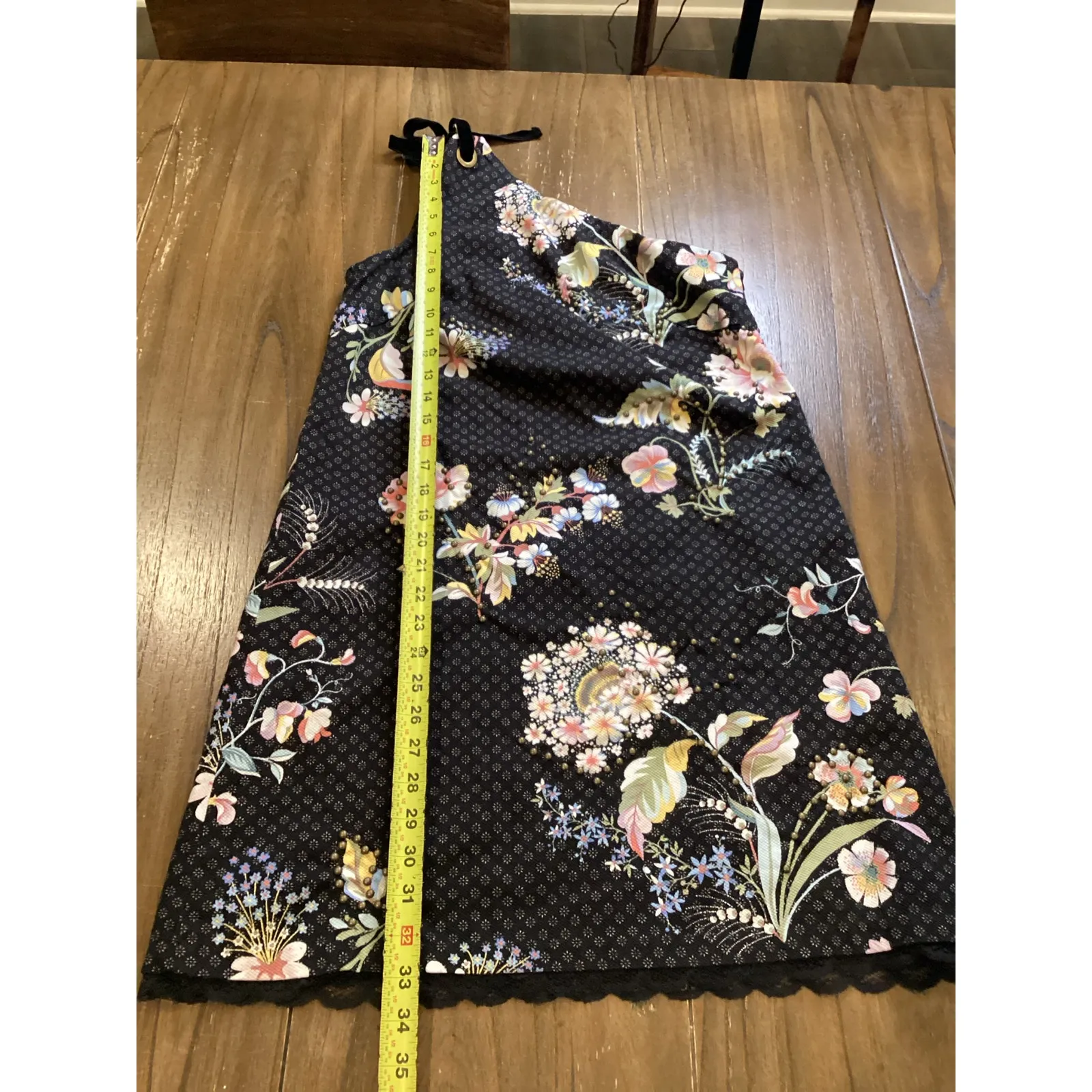 Maeve Anthropologie black ashbury one shoulder floral embroidered mini dress NWT - Image 7