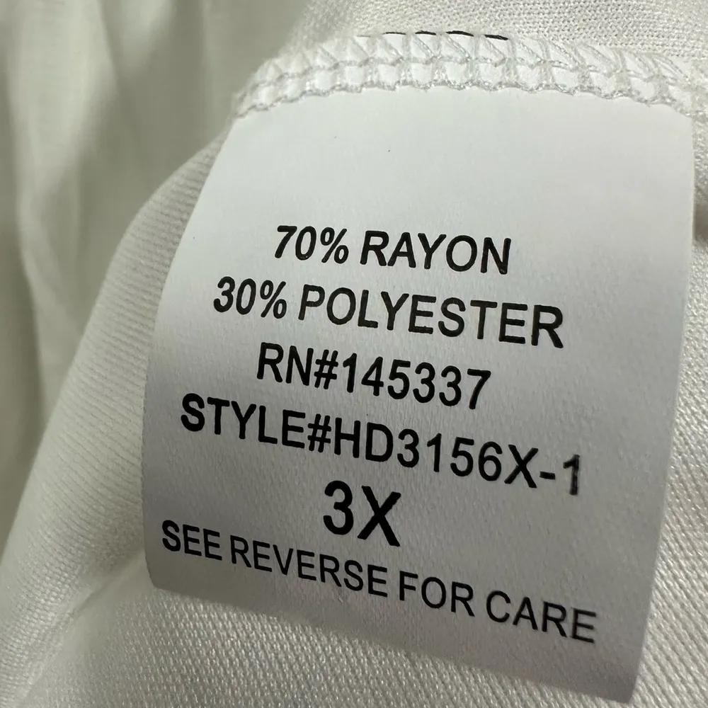 Hesperus White Rayon Blend Short Sleeve Elastic Waist Lined Midi Dress Womens 3X - Image 13