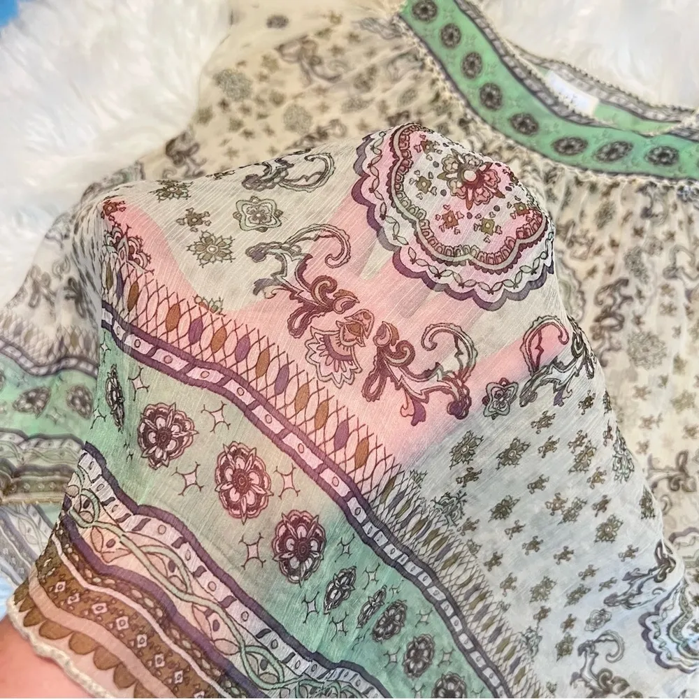 Eci Petite New York Lightweight Sheer Boho Blouse Top Size 14P Feminine - Image 12