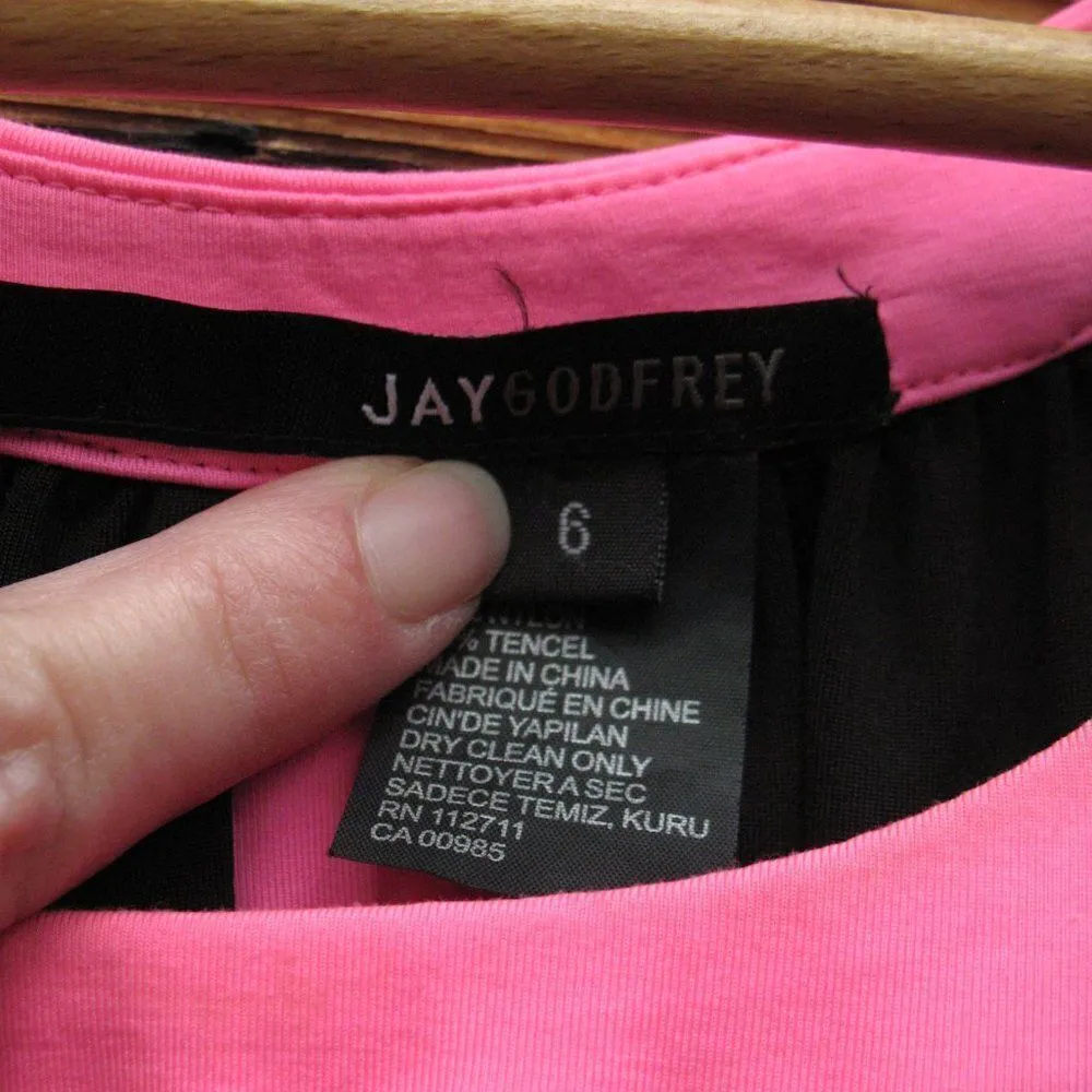 Jay Godfrey Black Pink Ruched Jersey Dress Size 6 - Image 7