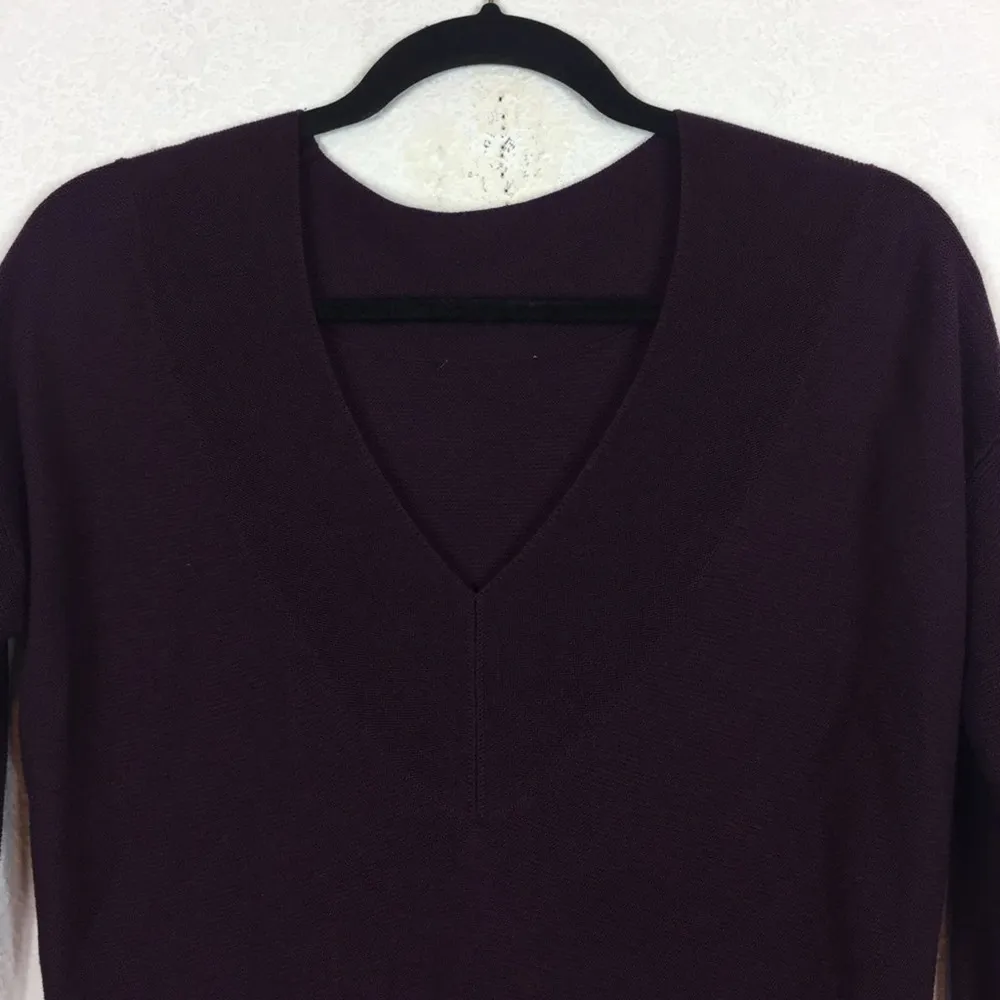 Eileen Fisher Maroon Knit Sweater Silky Tencel V-Neck Boxy Lightweight - Image 4