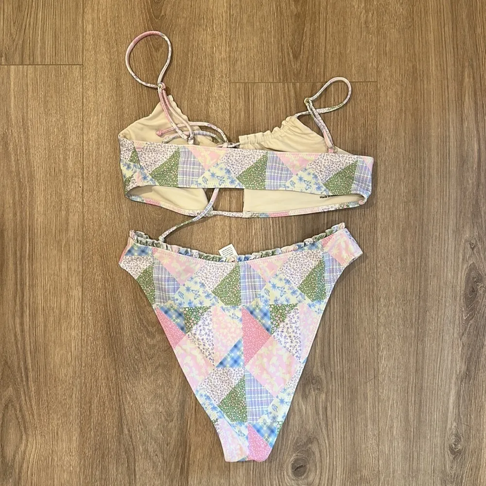 Lovers + Friends  In a Haze Two Piece Patchwork Bikini Small - Image 6