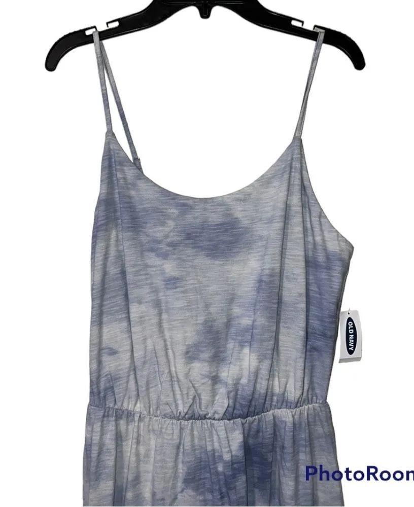 Old Navy small womens dress sleeveless blue white tie dye print adjustable strap - Image 2