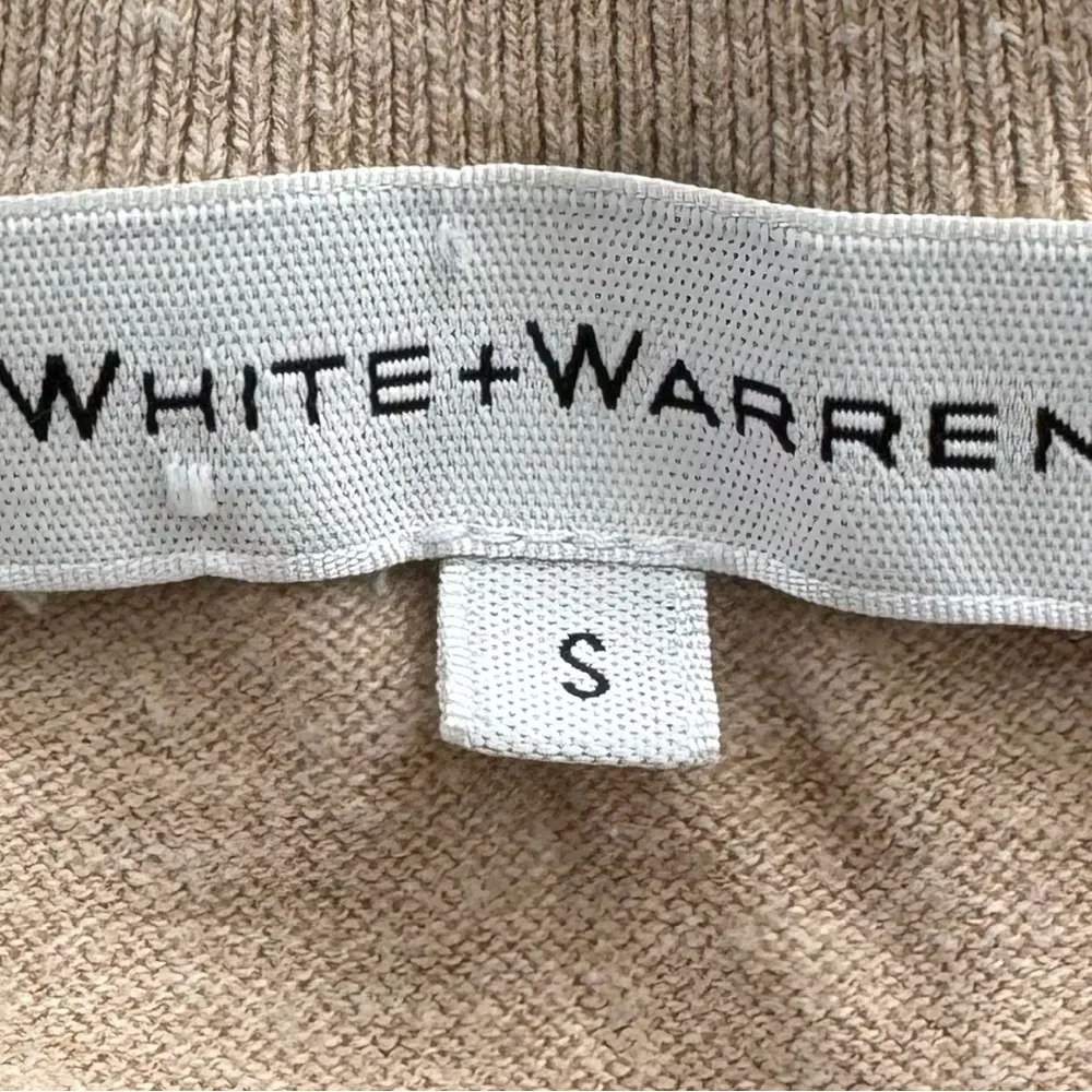 White + Warren silk cotton blend cream rib trim sweater, size S cottagecore Black - Image 2