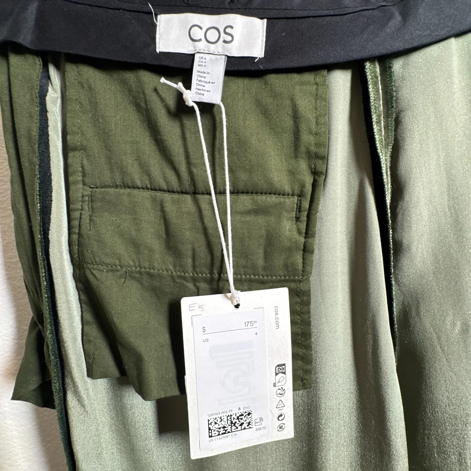 COS Green Silk Blend Velvet Straight Leg Pants Trousers Size 4 Small NWT - Image 6