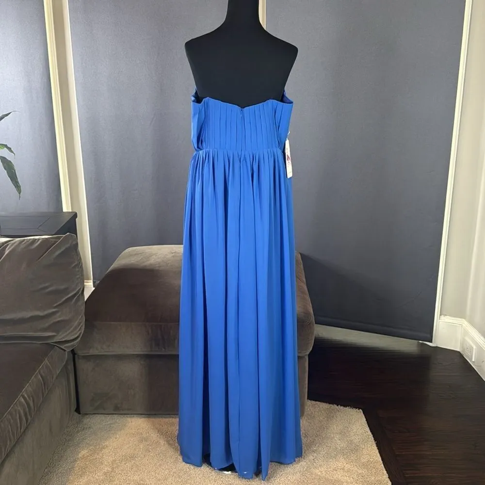 Women’s Blue Full Length Strapless Formal Dress Matching Shawl Size XL (14) NEW - Image 5